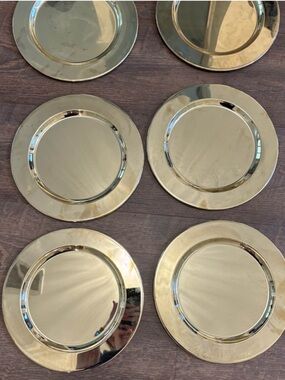 Vintage Wallace Silversmiths Brass-Plated Charger Plates—Gold Finish (Set of 6)